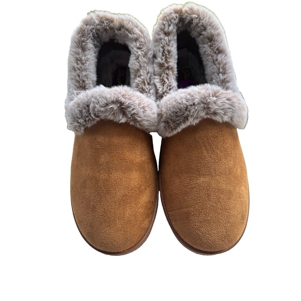 Skechers Women Cozy Campfire Warm Slippers Chestnut Brown Faux Fur Lining Sz 8.5